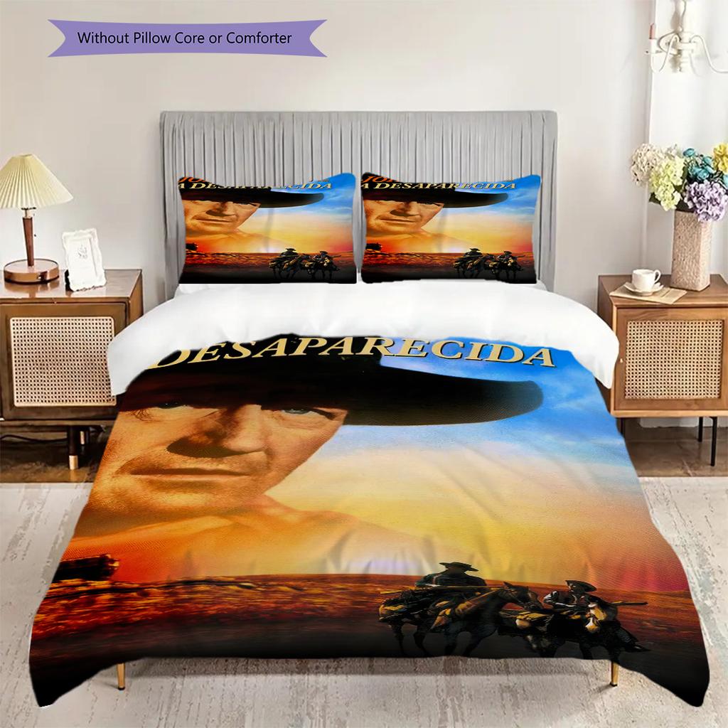 John Wayne's Retro Western Movies bedding, duvet cover, pillowcase, home decoration, birthday gift (1 * duvet cover+2 * pillowcase, coreless)