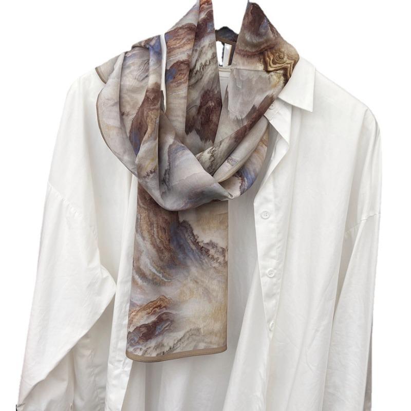 New! Silk, Spring And Summer Double Crepe Silk Scarf Versatile Long Mulberry Silk Shawl Yarn Thin