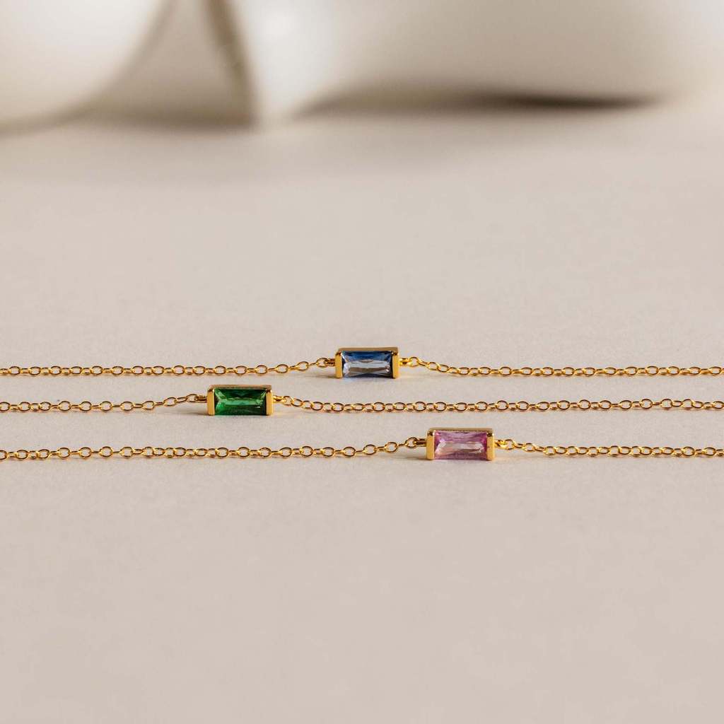 Titanium Steel Birthstone Pendant Necklace For Women Men With Geometric Design