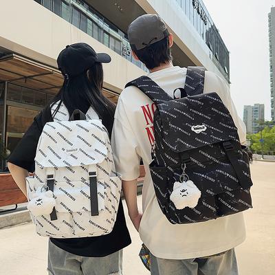 Mochila Escolar de Grande Capacidade para Mulheres com Letras Mochila de Viagem Leve Mochila para Computador para Alunos do Ensino Fundamental e Médio