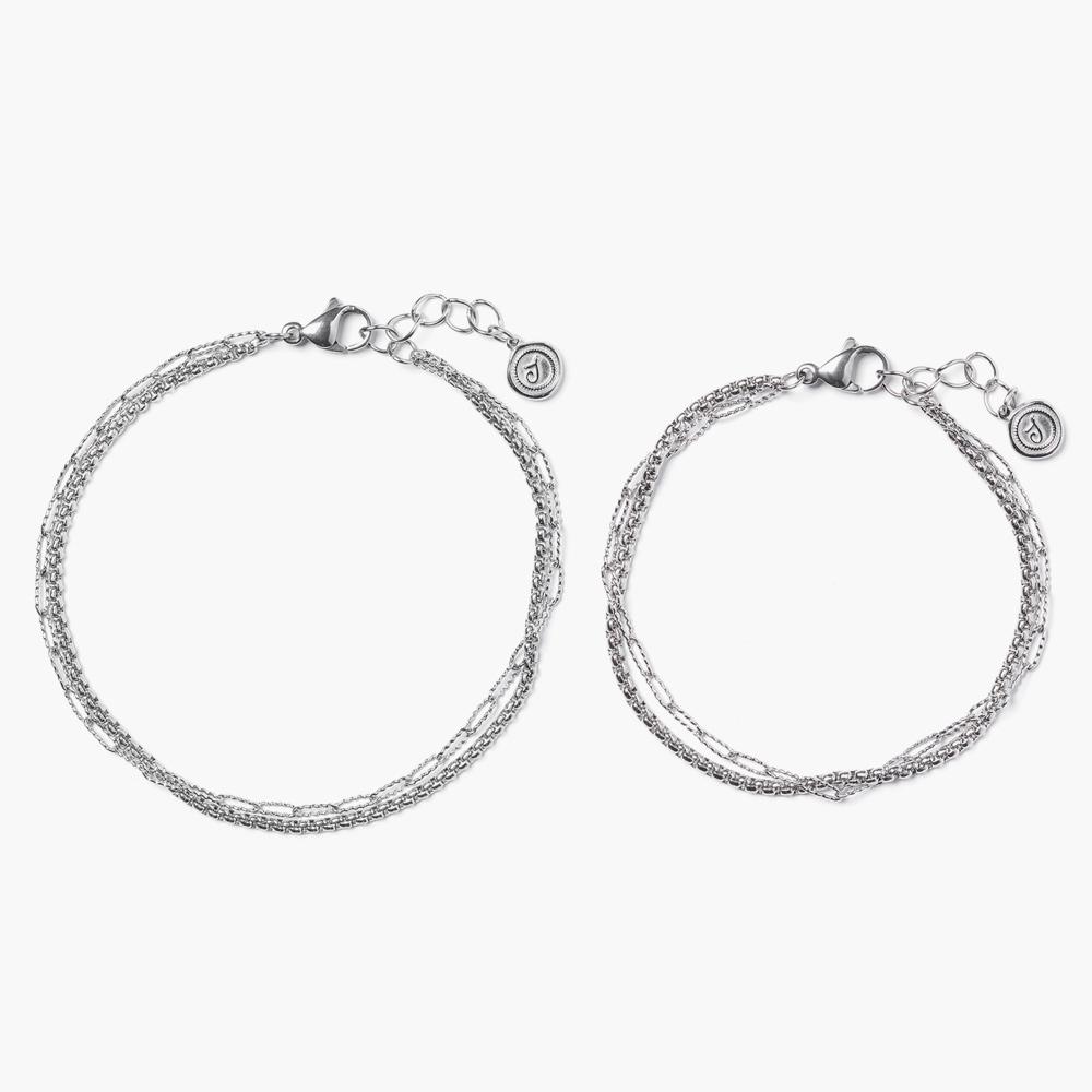 Jbans Classic Point Layered Slim Double Chain Bracelet (C2503Ac1321_Sv)