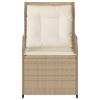 Garden Chairs with Cushions 2 Pcs. Adjustable Beige Poly Rattan