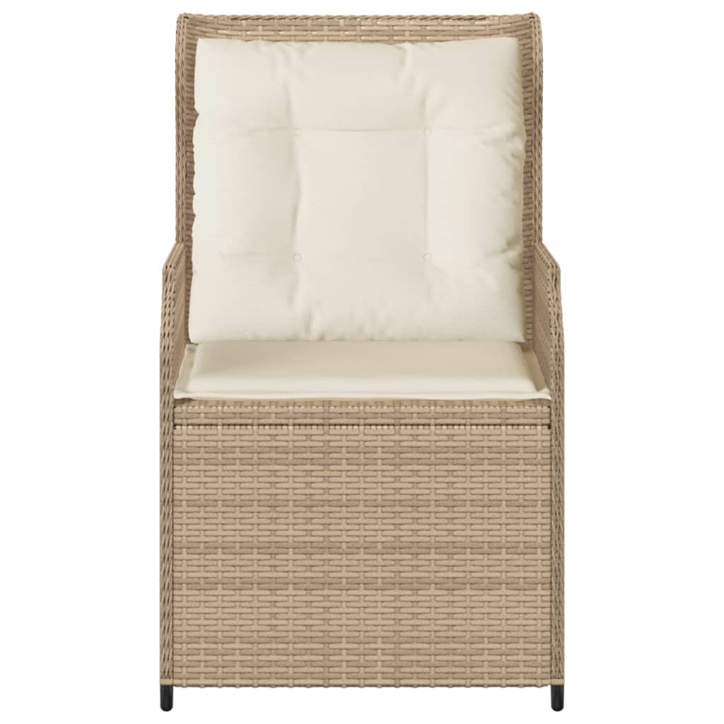 Garden Chairs with Cushions 2 Pcs. Adjustable Beige Poly Rattan