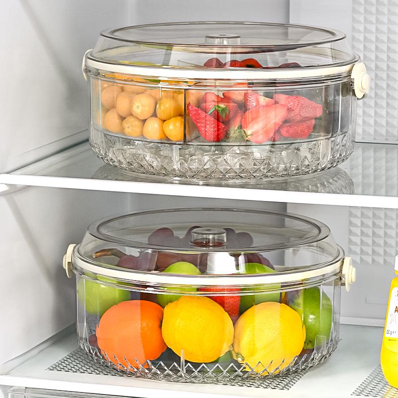 Portable Fruit Storage Bowl with Compartments and Lid