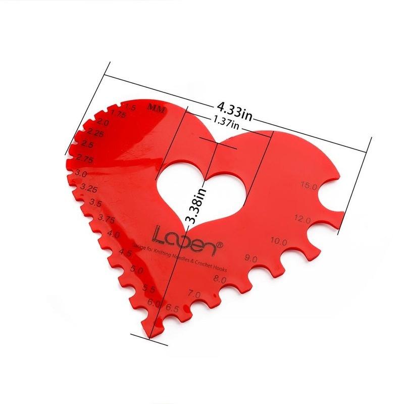 Háčkovací jehlice Velikost ABS Tvar srdce Lásky Měřicí pravítko Šicí doplňky Nástroje