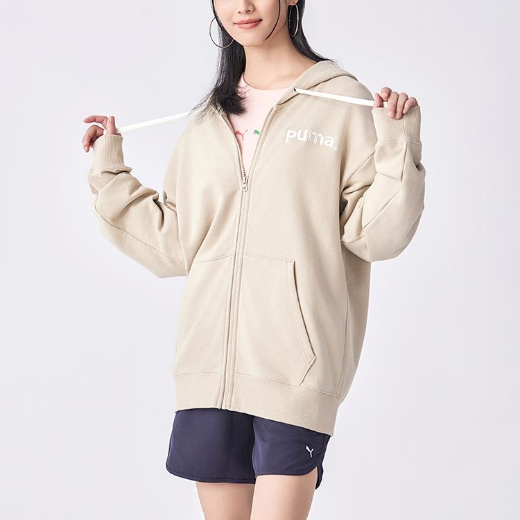 Puma Team Fz Hoodie With Letter Embroidery Loose Fit Zip-Up Sweatshirt Unisex Hoodies Off-White 629953-90