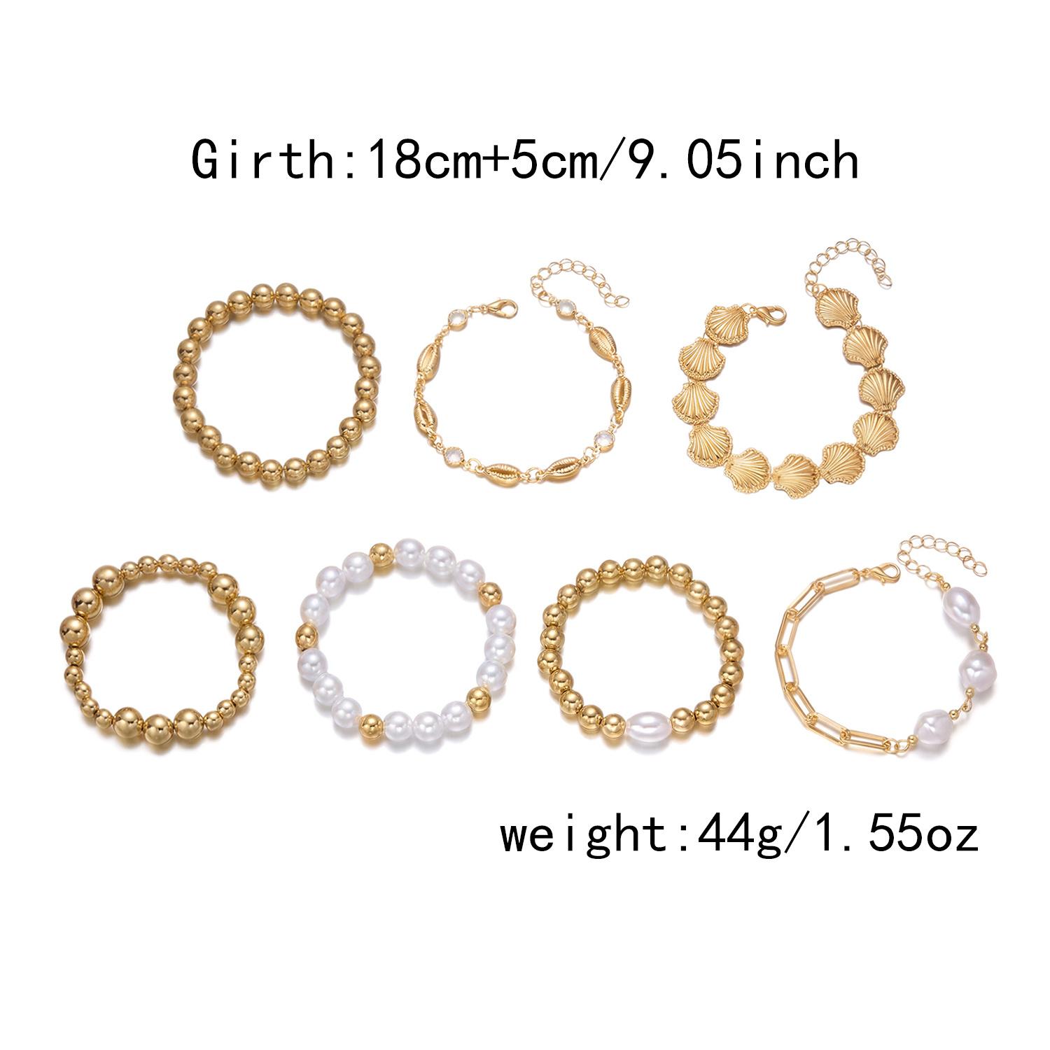 

7Pcs/Set Bohemian Pearl Starfish Shell Bracelet Set For Women Beach Travel Multi-layer Bangle