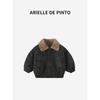 French Arielle De Pinto Boys' Jacket Autumn and Winter New Stylish Boys' Jacquard Fleece-Lined Warm Leather Jacket