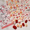5D Embossed Nail Stickers: Floral, Cartoon, National Style, Fruit Designs, Hot Stamping