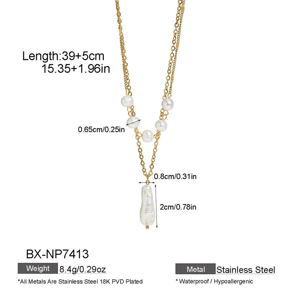 Cross-Border Natural Baroque Pearl Pendant Necklace - Seaside Summer Y-Shaped Chain for Women