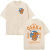 Divertente Osaka Dotonbori Polpo Ubriaco Giapponese Retrò Lavata Maglietta Unisex Donna Abbigliamento Umoristico Moda Cotone Manica Corta T-shirt