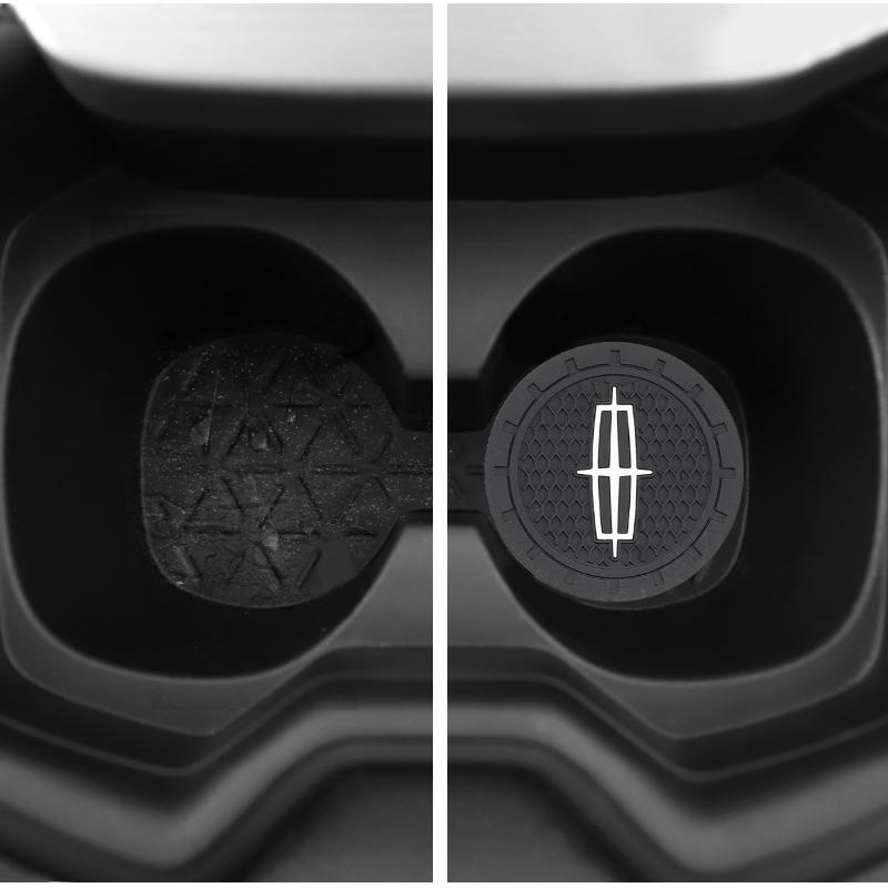 2Pcs Car Cup Mat Auto Cup Slot Non-Slip Coaster For Lincoln Z Navigator Town-car Aviator MKZ Corsair Continental MKX MKS MKC aq1