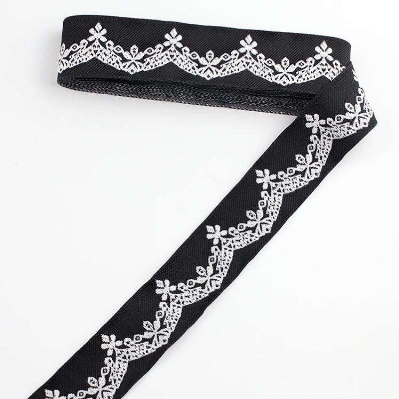 Traditional Ethnic Lace Trim with Black & White Patterns for Clothing, Carpets, & Accessories