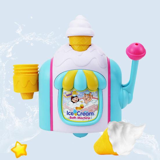 Ice Cream Foam Maker Bath Toy Toddlers Bath Bubble Machine Boys Girls Bubble Ice Cream Foam Making Shower Toy Pretend Cake Play Set