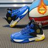 Winter Boys' Sports Shoes Fleece Warm Medium and Older Children's Shoes Size 40 Boys' Basketball Shoes Wear-resistant and Non-slip Large Cotton Shoes