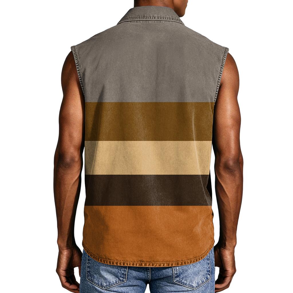 Men's Casual Pocket Button Collar Sleeveless Vest