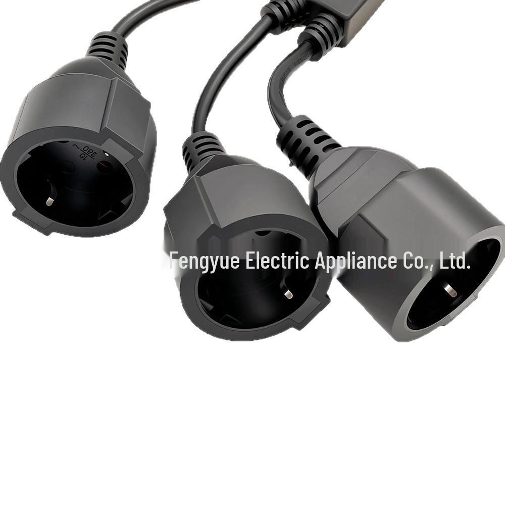 35CM European Standard Waterproof 1-to-3 Plug Cable Extension Cord