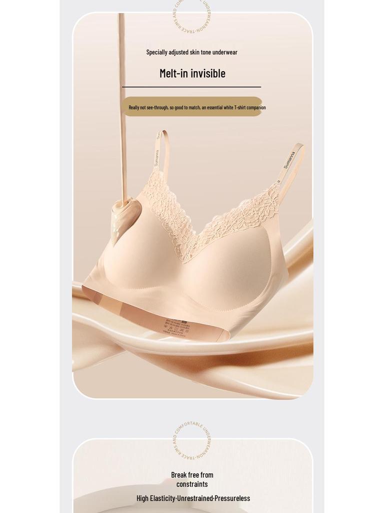 Lace Jelly Glue Crossback Women's Shockproof Bra - Supportive, Stylish, and Thin with Side Fat Collection