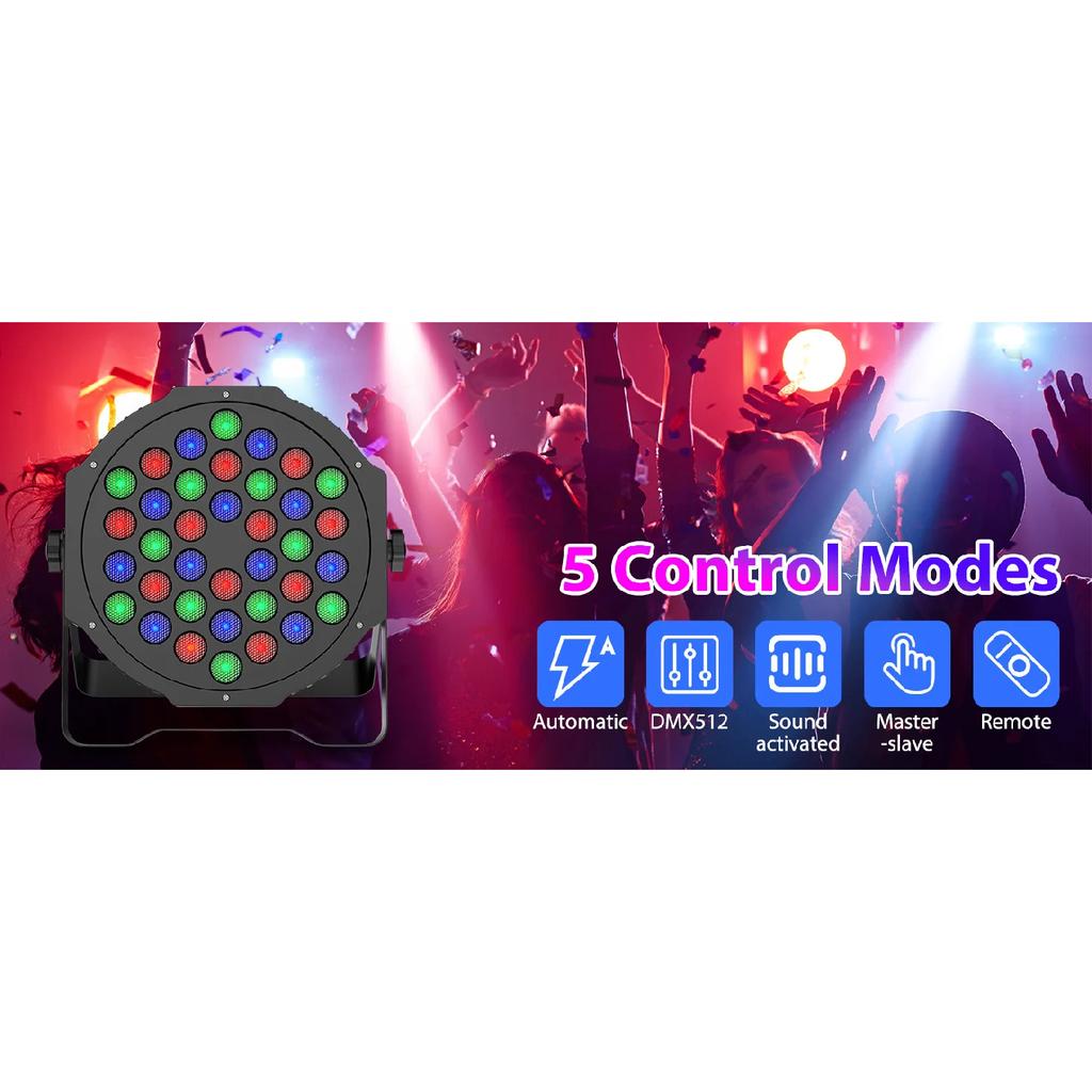 Datewink 2/4PCS Flat Par Lights 36LEDs RGB Stage Lighting Effect DMX512 Control For DJ Disco Church Wedding Party Club Christmas