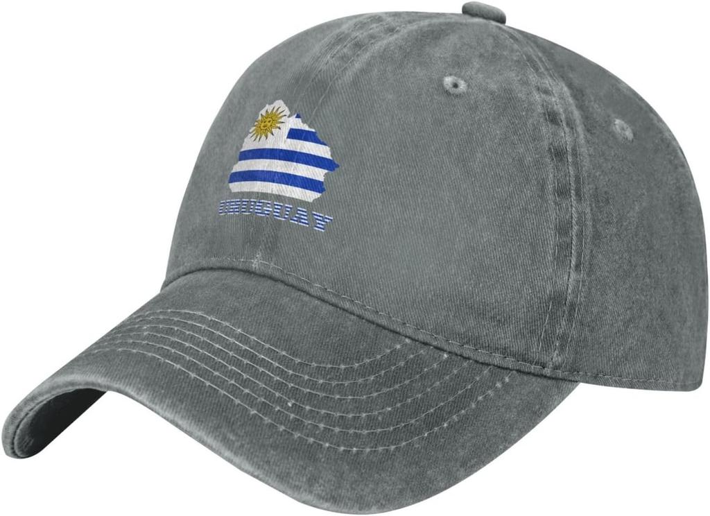 Uruguay Map Flag Vintage Denim Baseball Cap Distressed Twill Casual Adjustable Hat