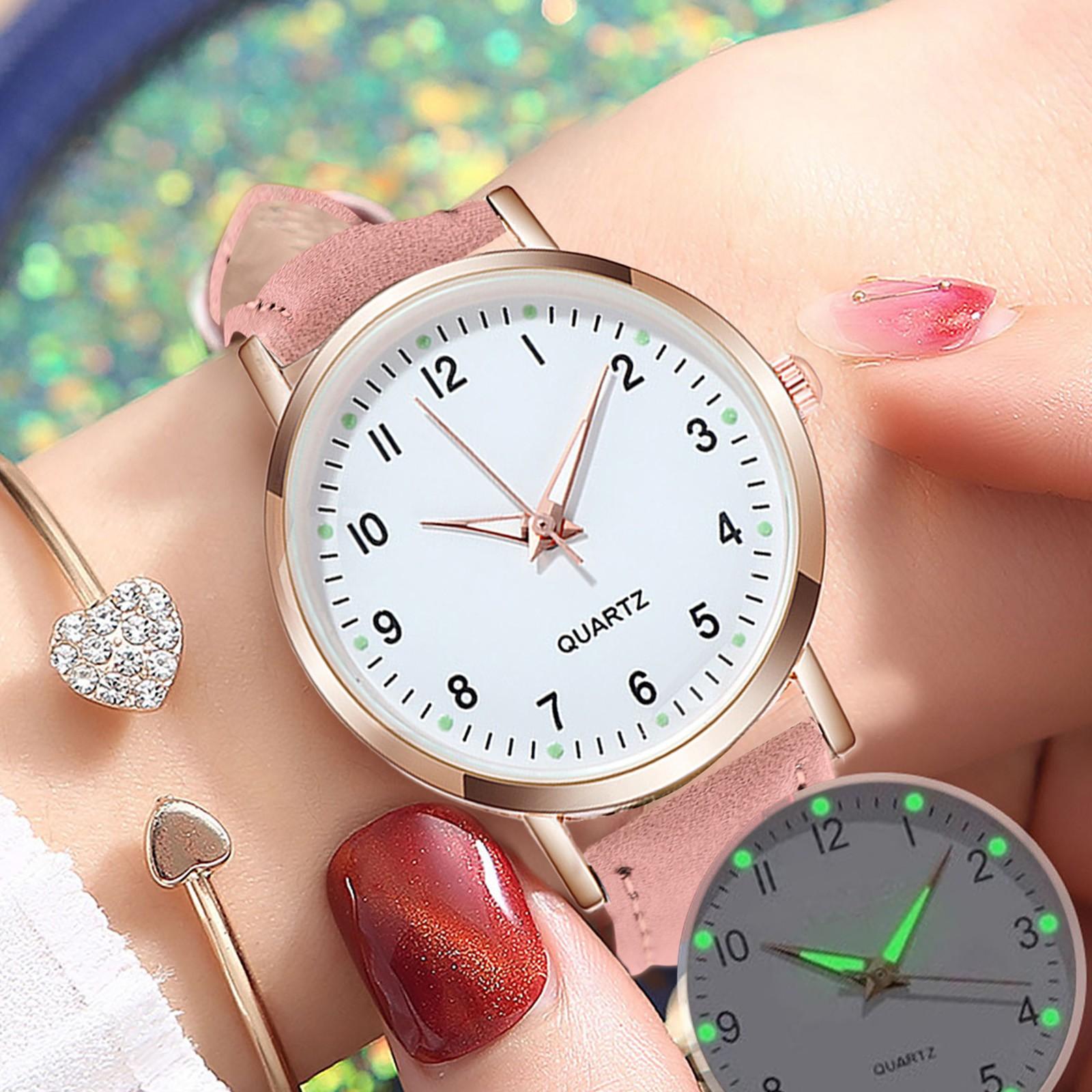

Простые деловые наручные часы с кожаным ремешком, кварцевые часы, женские наручные часы из розового золота с подсветкой и браслетом с датой