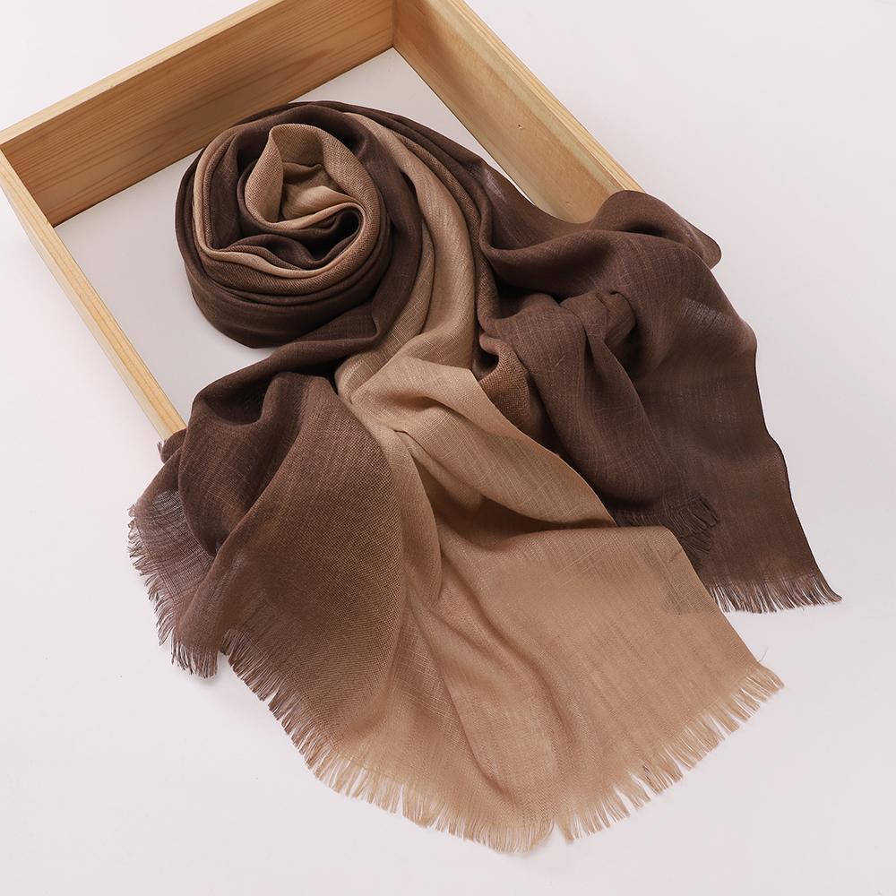 Premium Two-color Hijab Headscarf Soft Breathable Hijab Muslim Women Scarf Gradient Cotton Viscose Modal Hijab