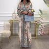2026 summer new women's clothing, cross-border Amazon European and American dresses, retro printing waist pendulum long skirts