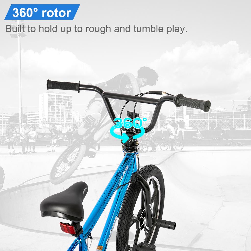 Hiland 20 Inch 3 5 Spoke Kids BMX Bike for Boys Girls Ages 5-12, 360 Degree Rotor Freestyle, 4 Pegs Single Speed Kid’s BMX