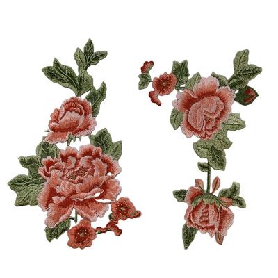 Fashion Elegant Colorful Embroidery Lace Flower Applique 3D Flower DIY Embroidery Patches Peony Flower Patch Jeans Crafts