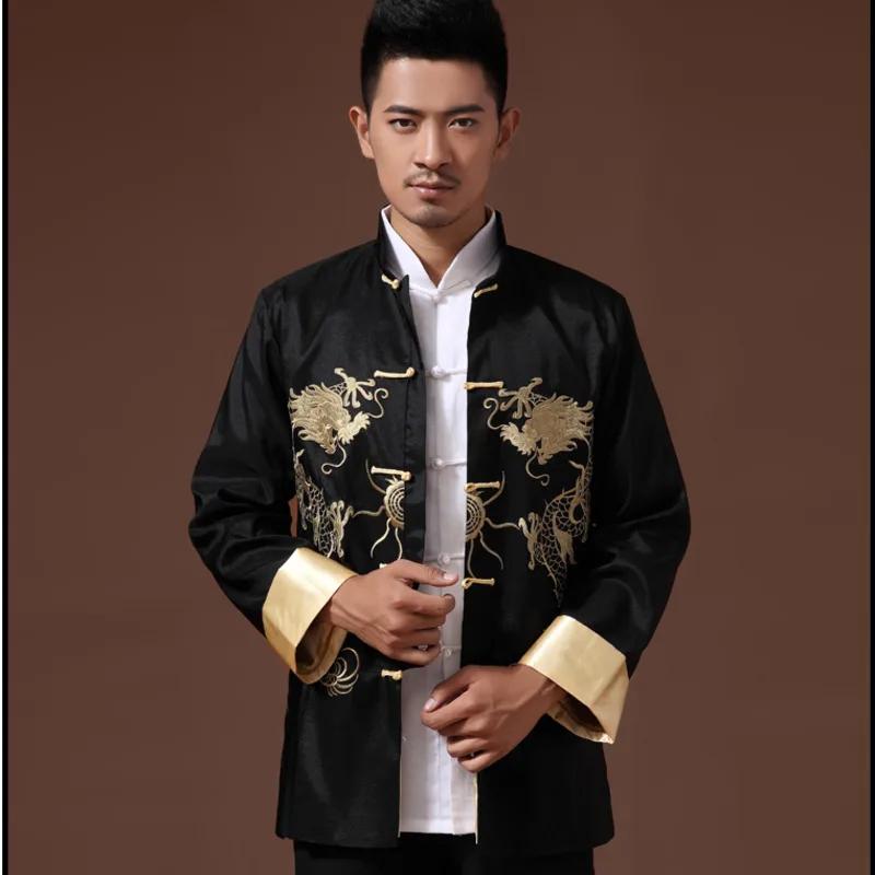 Men Embroidered Tops Chinese Traditional Phoenix Printed Clothes Dragon Tang Suit Clothing Long Sleeve Festival  Jacket