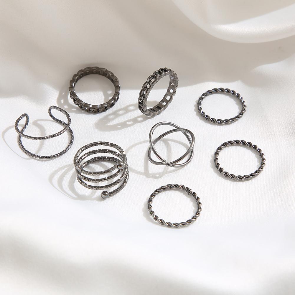 Cheap 8pcs/set Fashion Simple Rings Set for Women Geometric Multi Joint ...