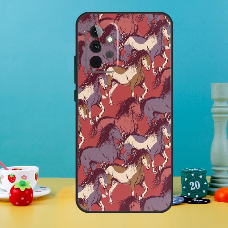 

Boho Western Wild Horses Feathers Case For Samsung Galaxy A15 A16 A05 A26 A36 A56 A52 A53 A33 A13 A34 A54 A14 A35 A55 A22 A32 Samsung A26