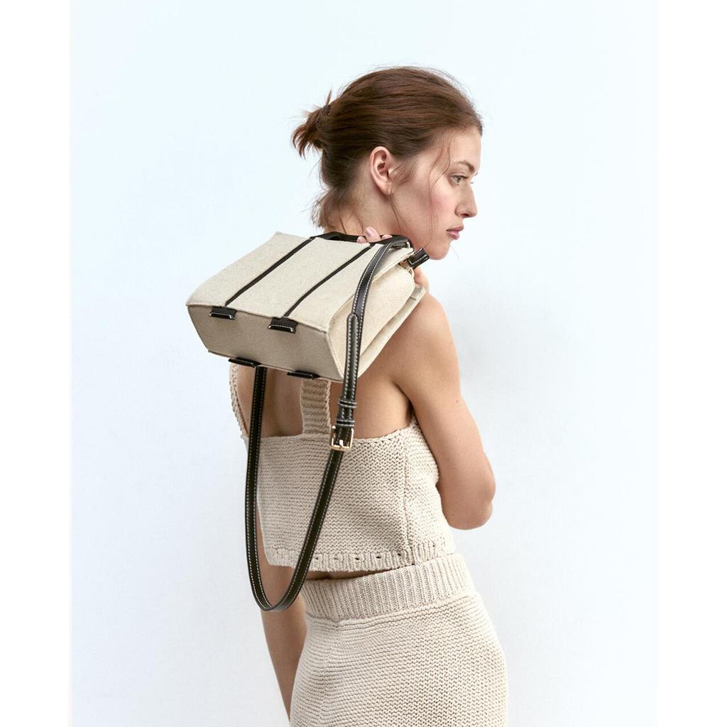 Summer New Tote Women's Bag Premium Sense Black Spell White Mini Canvas City Shoulder Tote Crossbody Bag