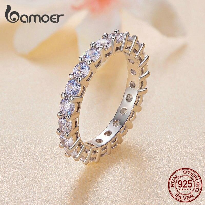 

BAMOER 2.1CT D Цвет VVS1 EX Круглое кольцо с муассанитом, кольцо из стерлингового серебра 925 пробы для женщин, помолвка, свадебный подарок, ювелирные украшения 8