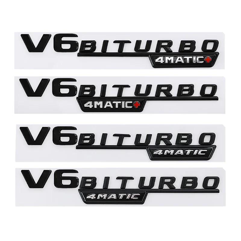1 Pair ABS Car Fender Emblem Tail Badge Sticker Decoration for Mercedes Benz V6 BITURBO 4MATIC+ W210 W211 W168 W176 W204 W251