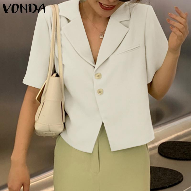 

VONDA Женский блейзер с короткими рукавами и пуговицами, повседневные топы