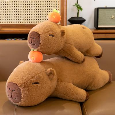 Good Persimmon Capybar Plush Toys for Girls Sleeping Long Pillows for Babies Kapi Side Sleeping Pillows for Home Decorations