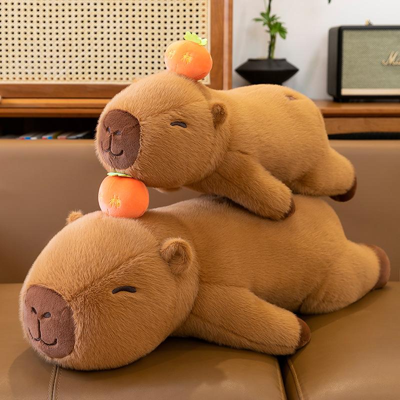 Good Persimmon Capybar Plush Toys for Girls Sleeping Long Pillows for Babies Kapi Side Sleeping Pillows for Home Decorations