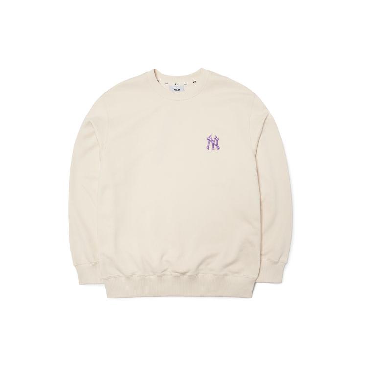 New MLB Cashew Flower Sweatshirts Unisex Milk White 3AMT53014-50CRS