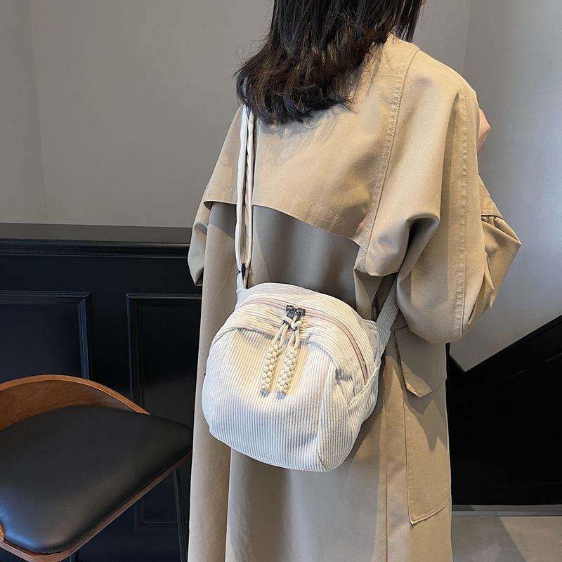 Large capacity corduroy shell bag fashionable thickened shoulder bag women's bag casual versatile messenger bag