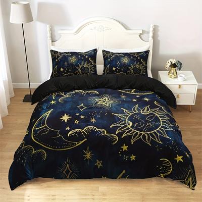Set de așternut Soare și Lună Imprimare 3D Set de 2-3 Piese (Fara Core) pentru Cearșaf de Plapumă Dormitor Decor Acasă Textile Cadou de Crăciun Pentru Copii