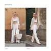 White linen tencel wide-leg women's pants, spring/summer high-end loose simple straight-leg pants, paper-thin cotton-linen casual women's trousers