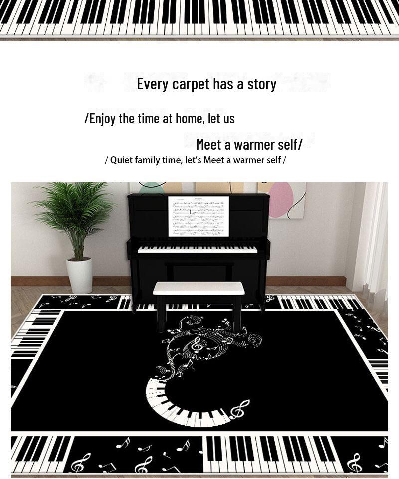 Geometric Music Instrument Crystal Velvet Non-Slip Sound-Insulating Piano & Drum Floor Mat - Dirt-Resistant, Washable Carpet