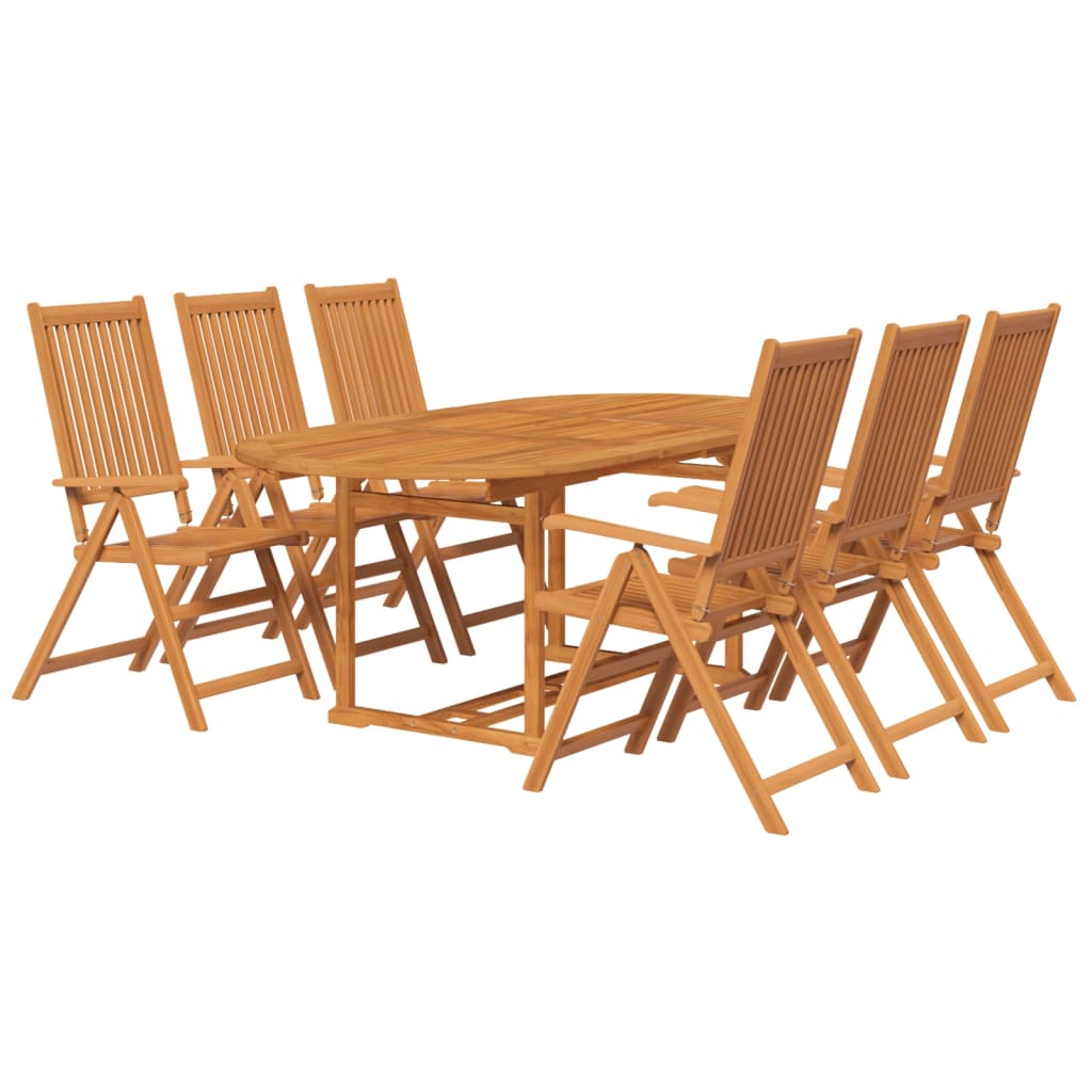 7 Piece Garden Dining Set Solid Acacia Wood 150 200 cm