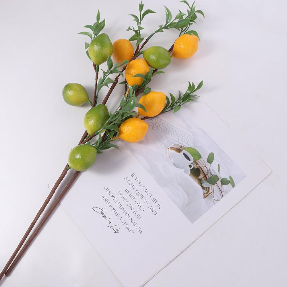 Plastic Artificial Lemon Branch Green Plants DIY Simulation Lemon Fruit Tree European Style Realistic Fake Plants 4XL