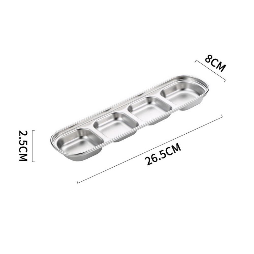 Stainless Steel Divided Dip Bowls Sauce Plate Seasoning Dipping Condiment Tray for BBQ Vinegar Spice Ketchup Salt Sugar Flavor