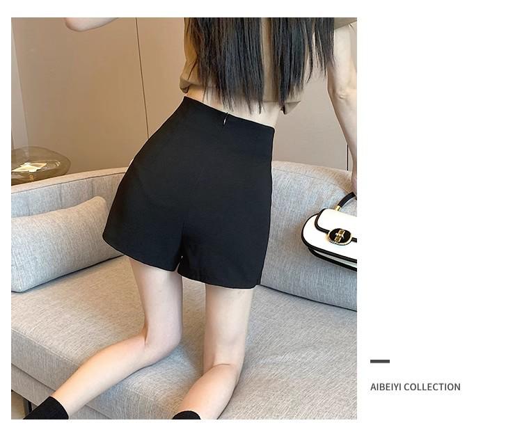 2024 Spring/Summer Black High-Waist Slimming Slit Bodycon Midi Skirt for Women