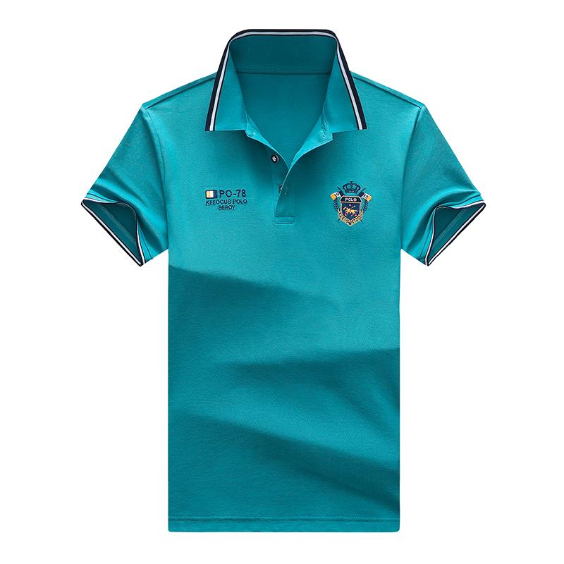 Trend Hub New Men's Casual Embroidery Short Sleeve Polo Shirt Fashion Solid Color Top