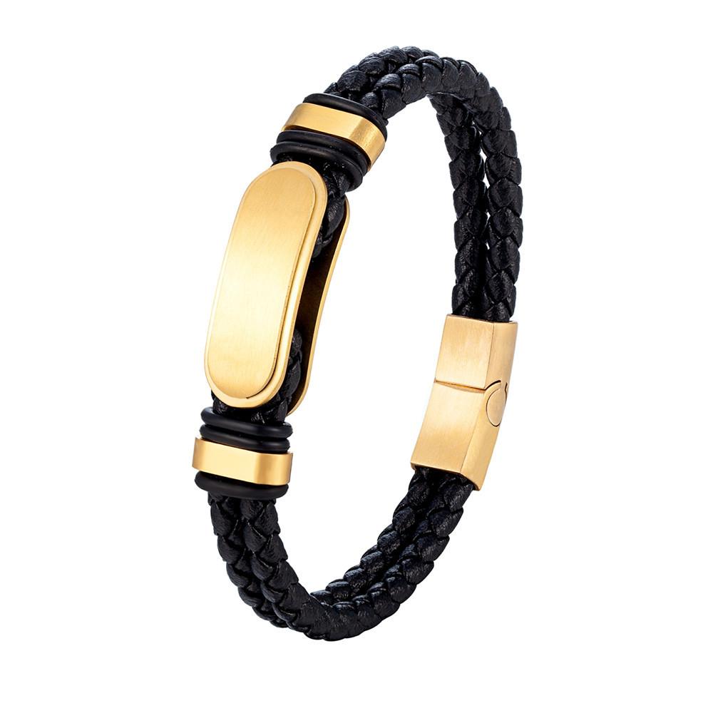 2026 Простой Браслет Мужской, Многослойный Плетеный Кожаный Браслет Украшение 19CM