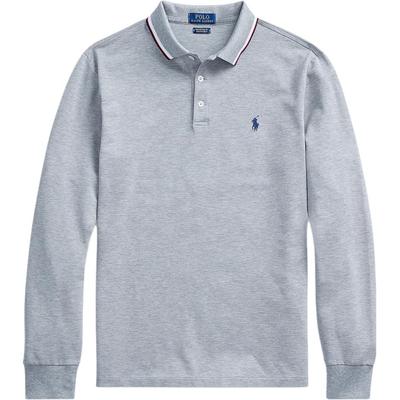 Polo Polo à Manches Longues Brodé Logo Poney Couleur Unie Homme hauts Gris MNPOKNI16820343-020